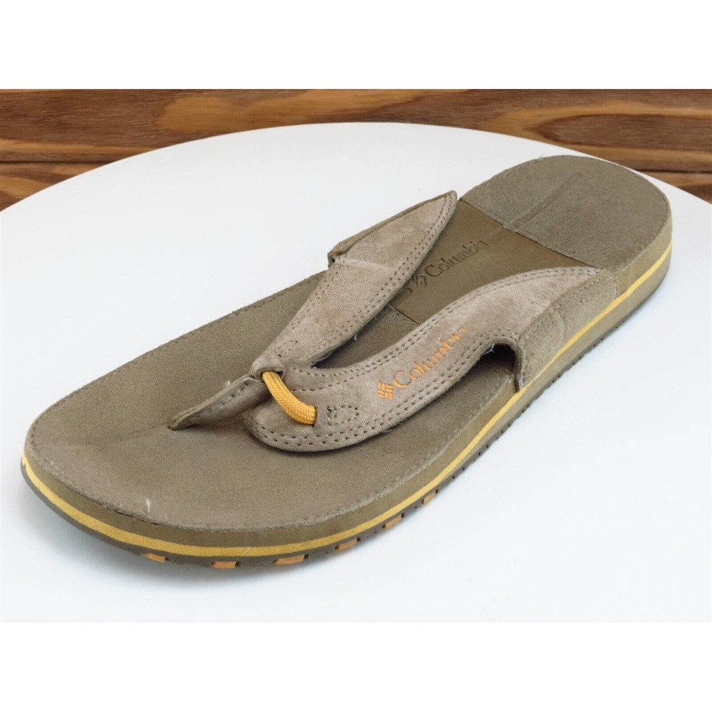 Columbia Sz 7 Flip Flop‎ Sandals Brown Leather Men Slip On